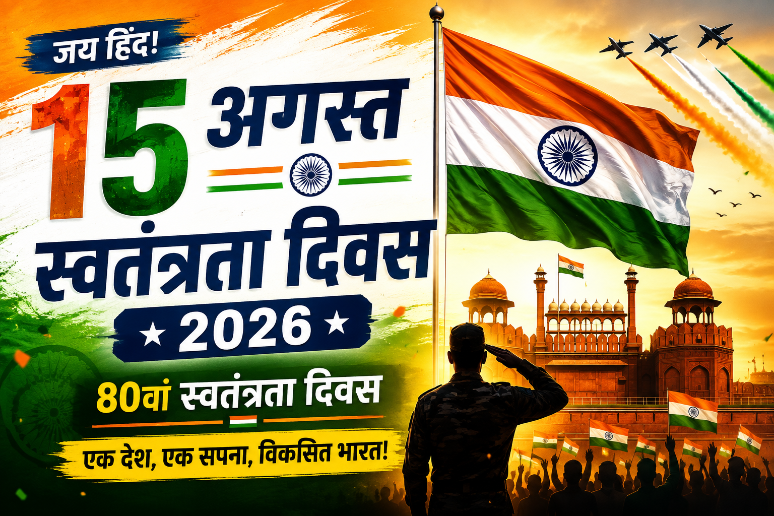 15 अगस्त 2026: 80वां स्वतंत्रता दिवस, इतिहास, महत्व और शुभकामनाएं