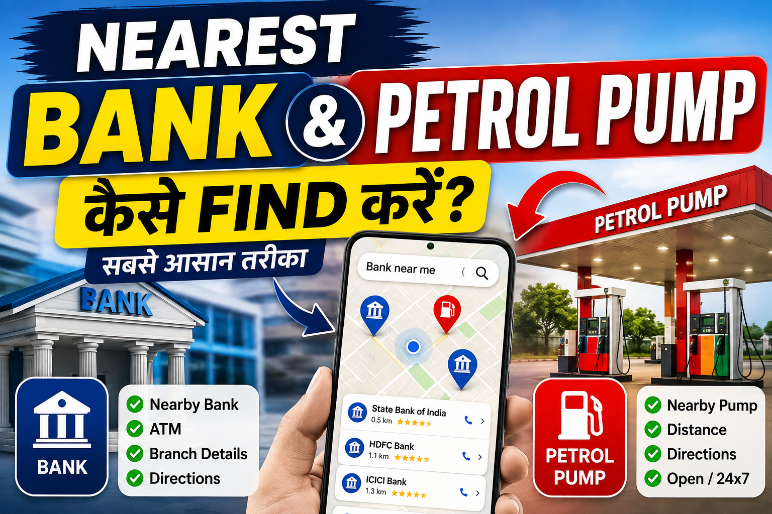 Nearest Bank and Petrol Pump कैसे Find करें? जानिए सबसे आसान तरीका